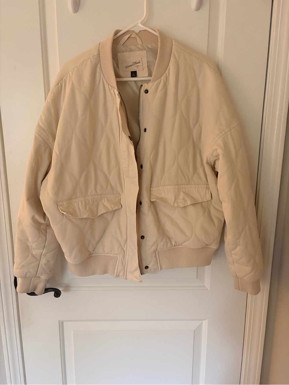 Universal Thread Quilted Bomber Jacket in Cream